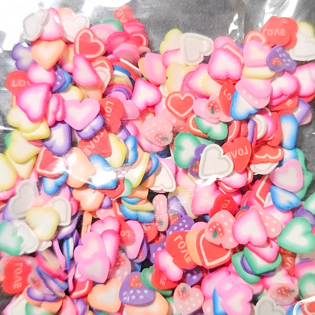 Hearts Colorful hearts made of polymer clay.